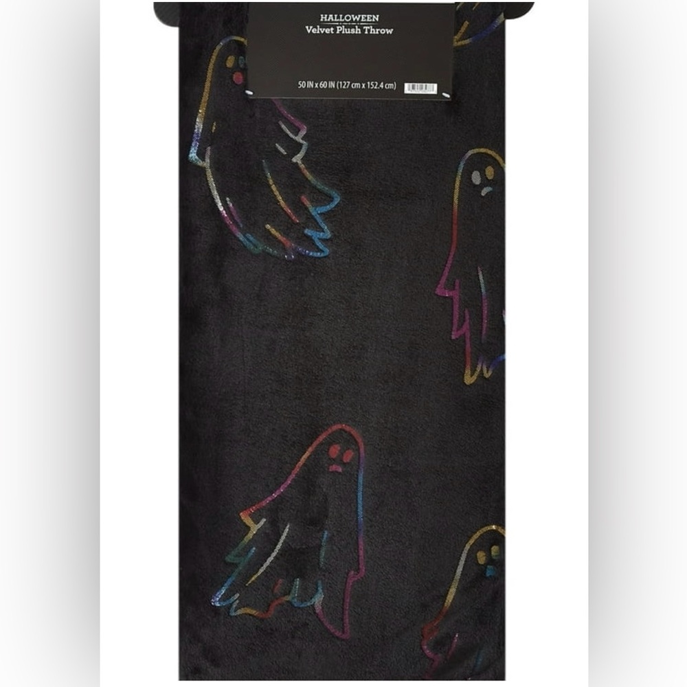 Halloween Velvet Plush Throw With Psychedelic Ghosts 50” x 60”  Spectacular Look